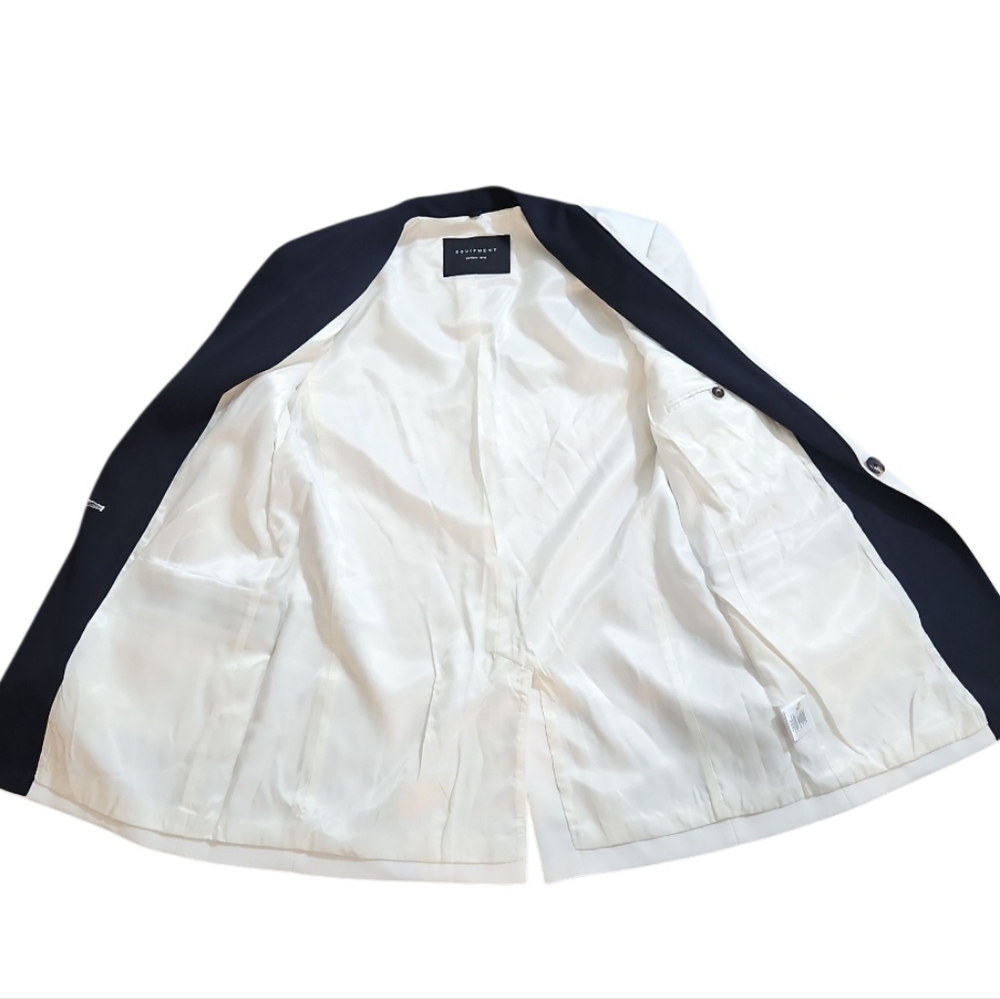 NWT Equipment Quincy Shawl Collar Blazer White Black Sz 8 - Picture 11 of 13